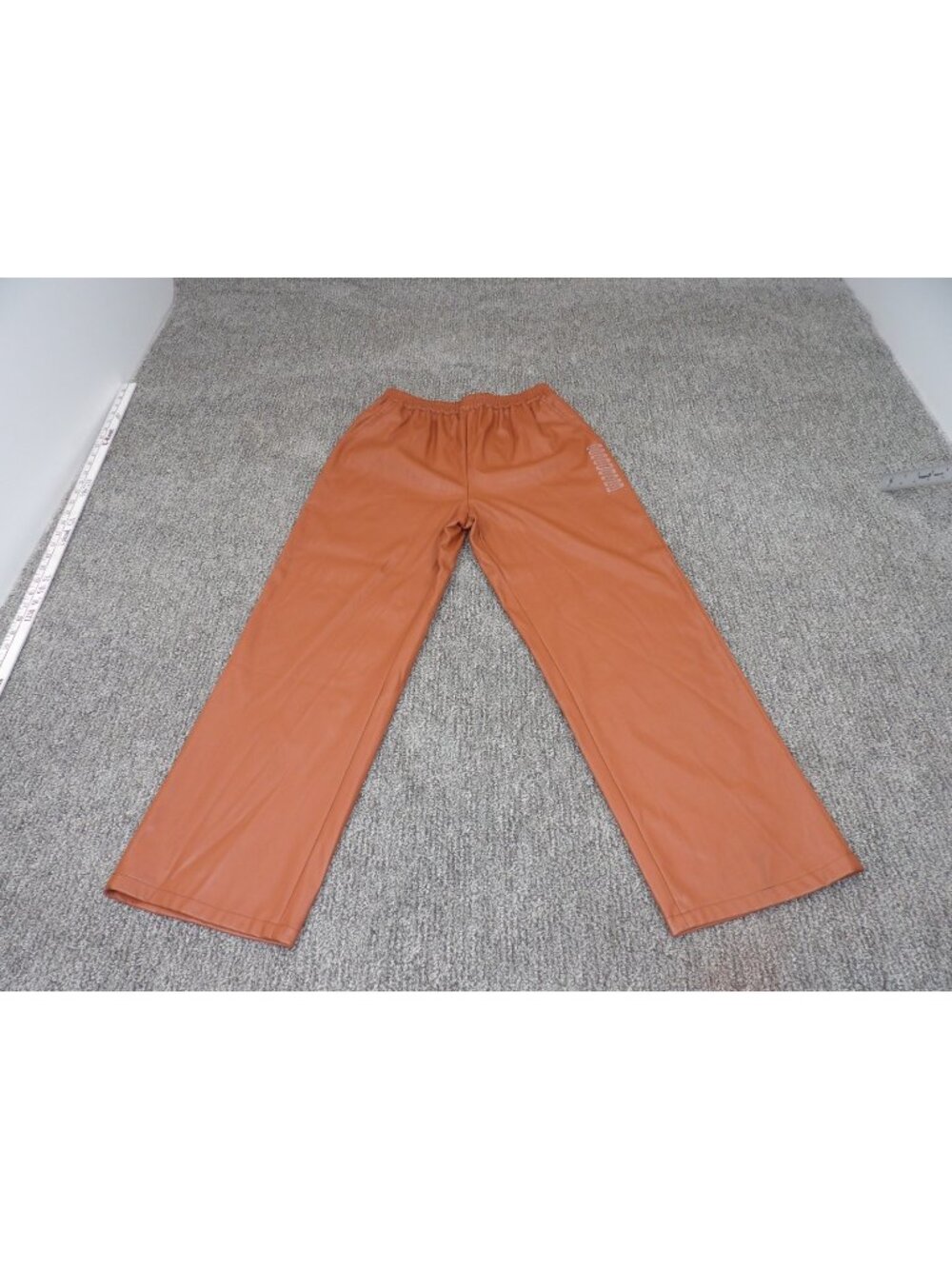 LUCYPARIS Women's Rust Faux Leather Elastic Waist Pull-On Pants Size Small